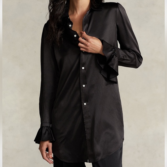 Polo Ruffled Silk Cuff Shirt Size 4 $328.00 - Picture 5 of 10